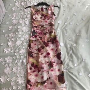 Kind of floral print bodycon dress xs